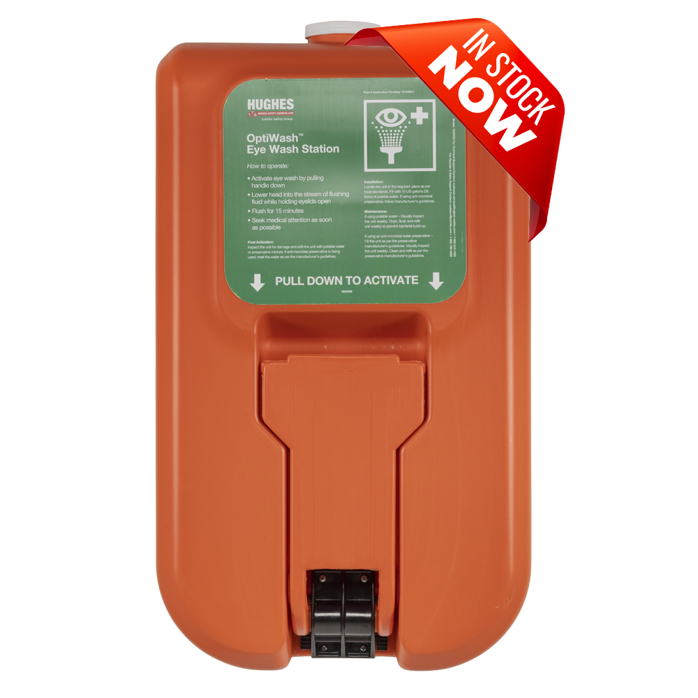 Wall mounted self-contained gravity fed eye wash - 10 US gallon