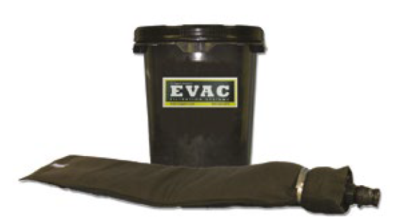 EVAC Filtration System with 2" Female Camlock Fitting & Bucket